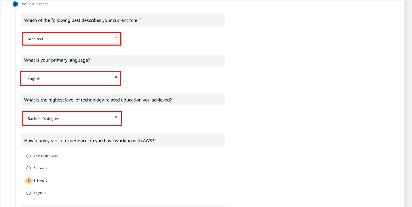 Profile questions